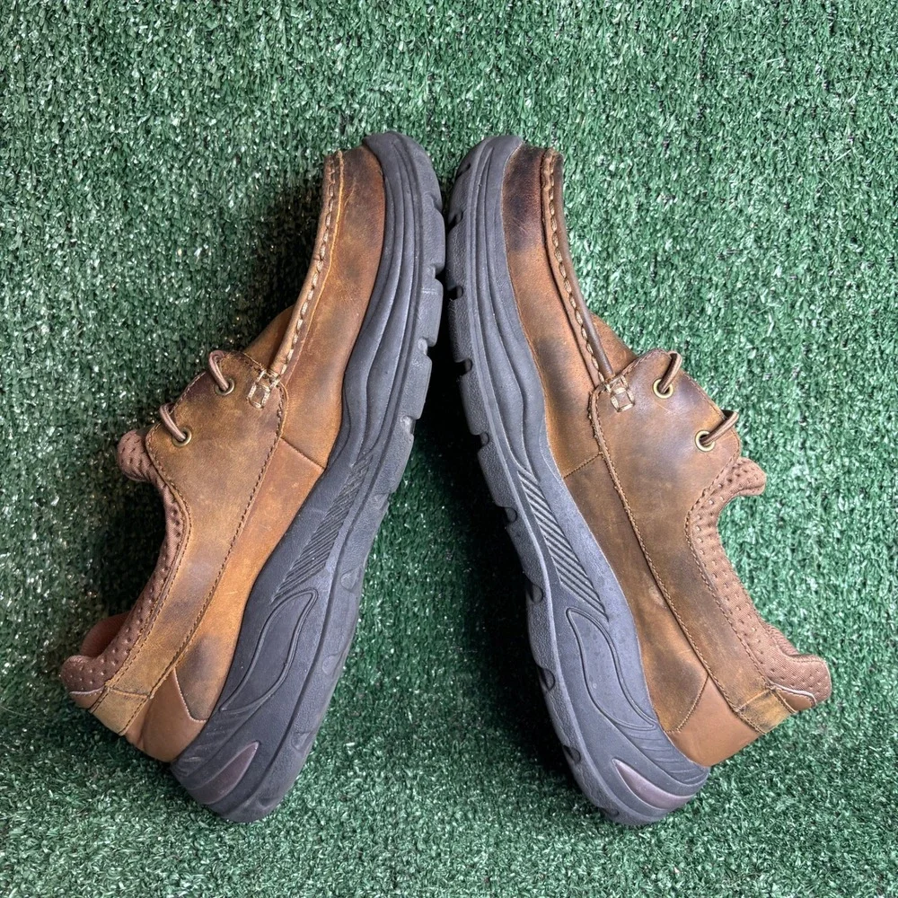 Skechers Arch Fit Motley Hust Boat Shoes Leather Casual Loafers Brown Mens 10.5